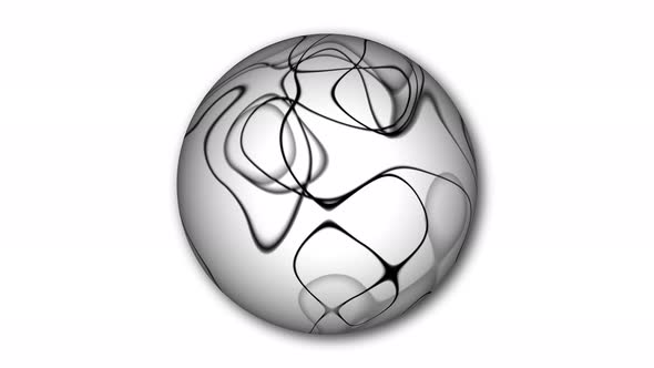 Stripy line attached on a sphere. Stripy sphere animated on white background. Vd 978