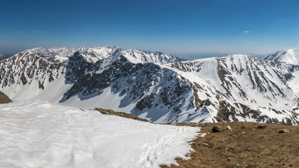 Panoramic View of Snowy Alps Mountains in Beautiful Sunny Winter Nature