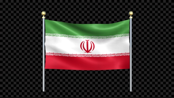 Flag Of Iran Waving In Double Pole Looped