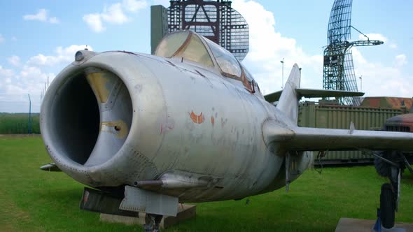 Old Jet Fighter Aircraft in Openair Military Museum