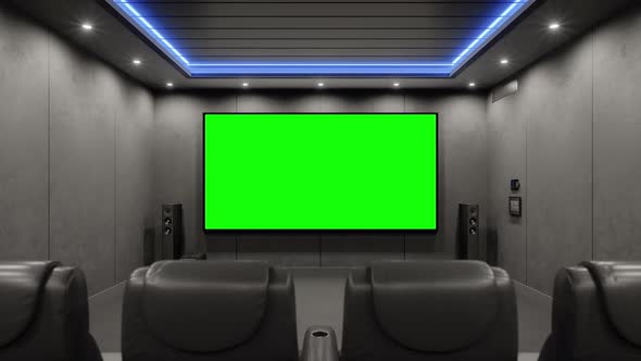 Home Cinema Room With Green Screen