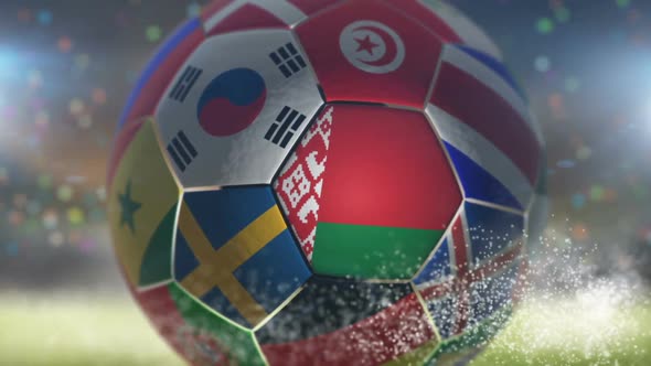 Belarus Flag on a Soccer Ball - Football in Stadium