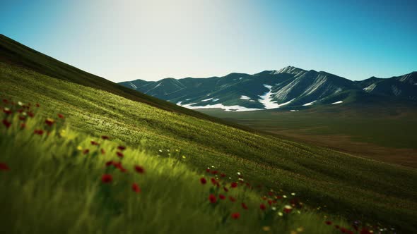 Panoramic View of Alpine Mountain Landscape in the Alps