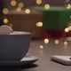 Slow Motion Man Put Marshmallow in Hot Chocolate in Blue Cup in the Evening with Shopping List for - VideoHive Item for Sale
