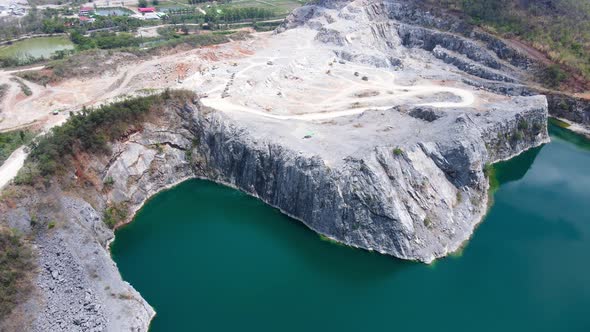 Aerial view landscape Mountain View and lake Blue waters and bluesky