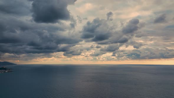 Cloudy Blue Sunset at Sea Turkey Alanya 4 K