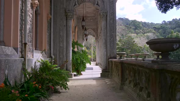 Walking the Monserrate Palace, a Palatial Villa Located Near Sintra, on the Portuguese Riviera