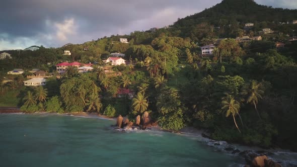 Beach at Seychelles aerial view