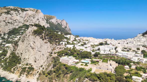 Amazing Aerial View of Capri Island Coastline in Summer Season Italy