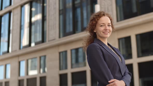 Caucasian Businesswoman Outside