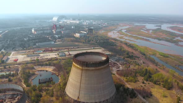 Chernobyl Nuclear Power Plant, Ukrine. Aerial View