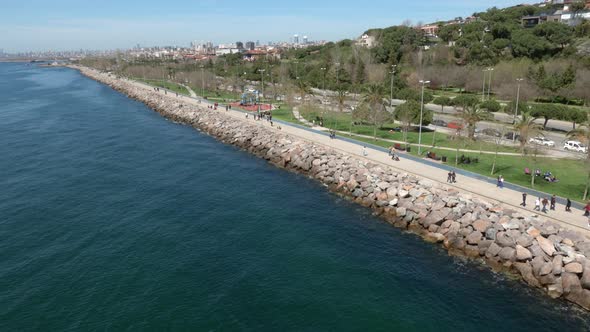 Aerial view of park in Kartal district, Istanbul, Turkey.