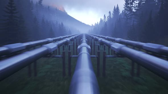 A pipeline running through forest clearance transport fuel over long distances.