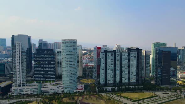 Mexico City in 4K, Santa Fe, Business Destrict, Drone Shot, Skyscraper, Skyline, Park