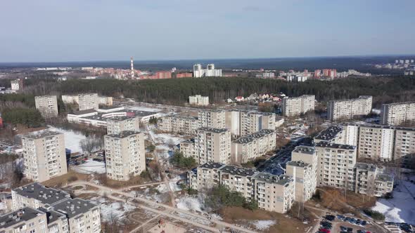 Soviet Style Architecture Chernobyl Style Old Buildings in Post-Soviet in Vilnius with Forest 