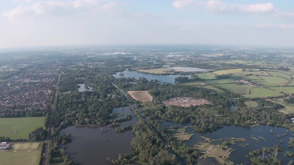 High drone shot over Lea valley basin