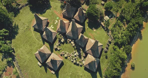 Top Down of Traditional Indonesia Houses Aerial