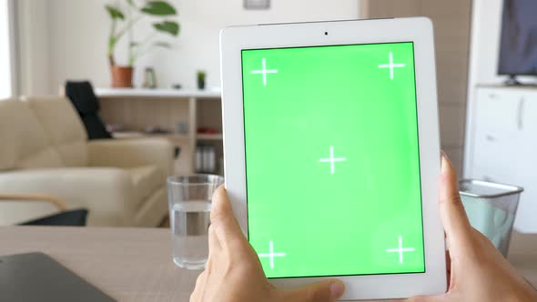 Slow Sliding Over a Digital Tablet PC with Green Screen Chroma Mockup