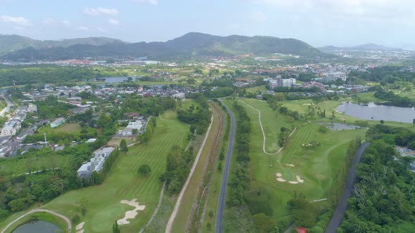 Aerial view of Kathu district Phuket Thailand from Drone camera High angle view