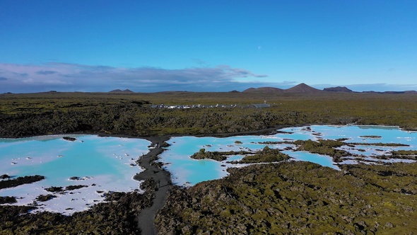 Iceland. Aerial View Of Blue Lagoon. Popular Geothermal Spa With Outdoor Lagoon.