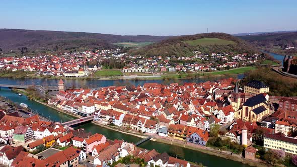 Wertheim at Main and Tauber river estuary, Baden-Wurttemberg, Germany