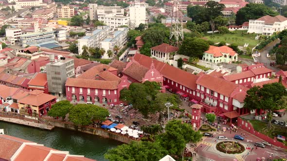 Drone aerial footage in Malacca Old Town, Malaysia