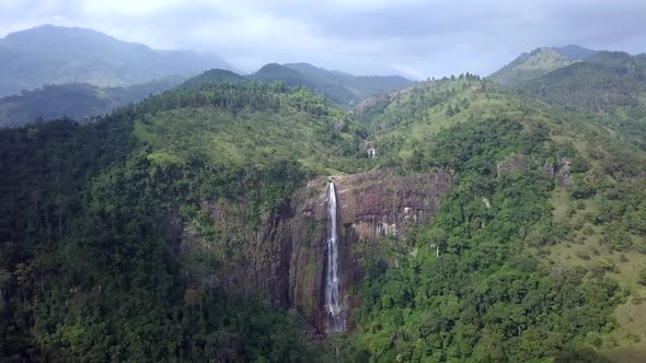 Diyaluma falls waterfall in  Sri Lanka.