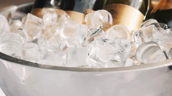 Champagne In Ice Bucket At Party