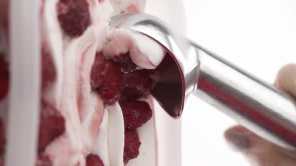 Vertical video: Chocolate ice cream in a glass