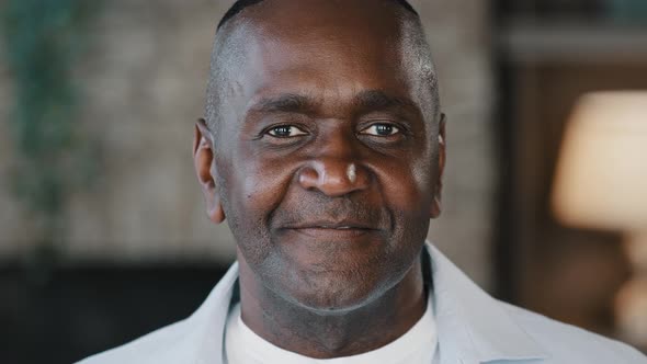 Elderly Male Portrait Indoors of African American Adult 50s Man Biracial Senior Businessman