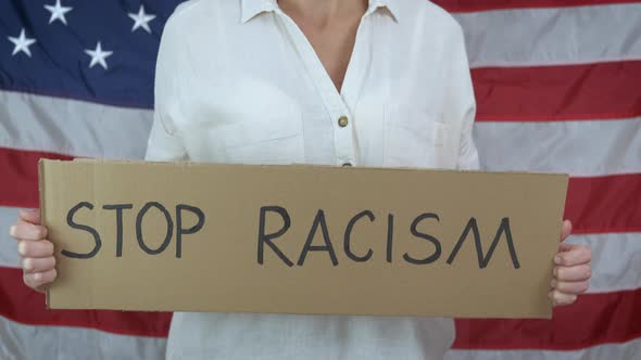 Racism slogan on cardboard. 