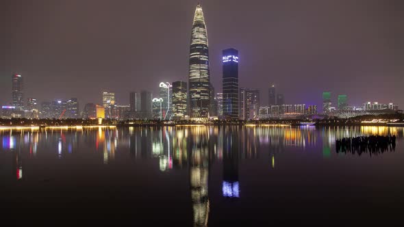 Timelapse Flashing Skyscraper in Shenzhen Nanshan District