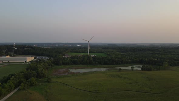 Windmill aerial view in south minnesota. sustainable sources of energy