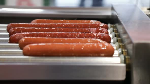 Panorama of Sausages on the Grill