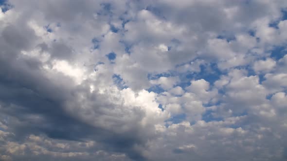 Picturesque Timelapse of White Fluffy Clouds Moving Softly on the Clear Blue Sky