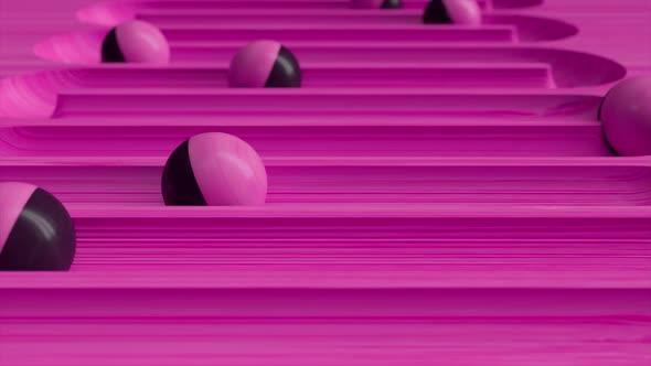 Bright Colorful Background with Rolling Balls Along the Paths