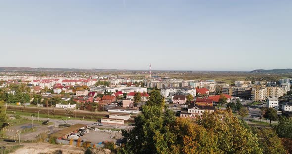 Aerial view of Reda, town in Poland, Europe