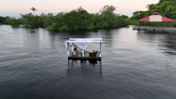 Couple of persons celebrating valentines day at Amazon River.