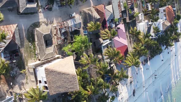 Tanzania  Aerial View of Houses Near the Coast of Zanzibar Vertical Video