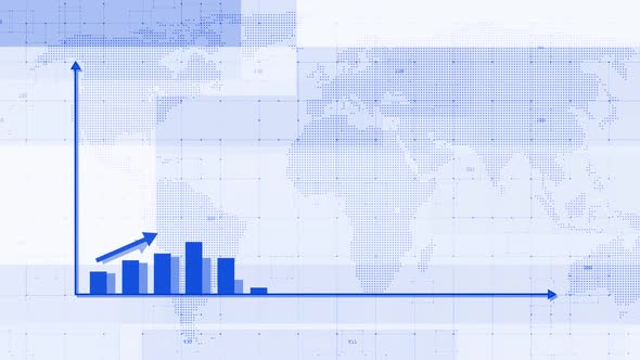 Blue Color Business Info Graph Chart Animated White Background