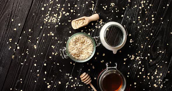 Oat in Glass Jar with Honey