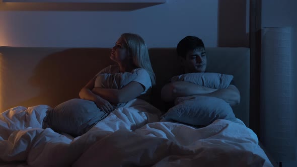 Couple Quarrel Love Partners Ignoring Bed Night
