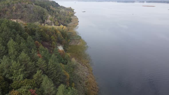 Aerial View of the Dnipro River - the Main River of Ukraine