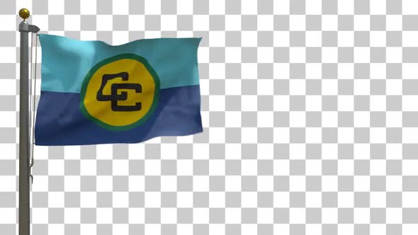 CARICOM Flag on Flagpole with Alpha Channel - 4K