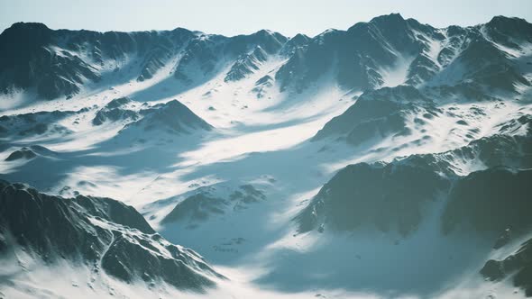 Snow Covered Beautiful Mountain Peaks