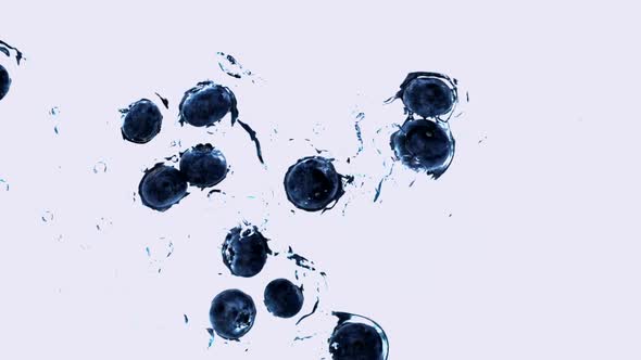 Blueberries in water, Slow Motion alt