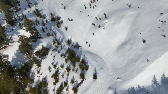 Winter landscape high in the mountains aerial view 4 K