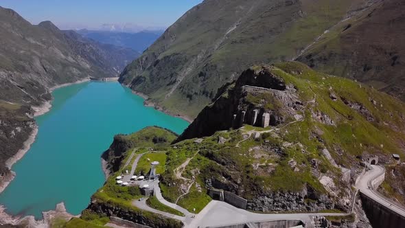 Aerial View of Kaprun Reservoir Mooserboden Stausee Austria