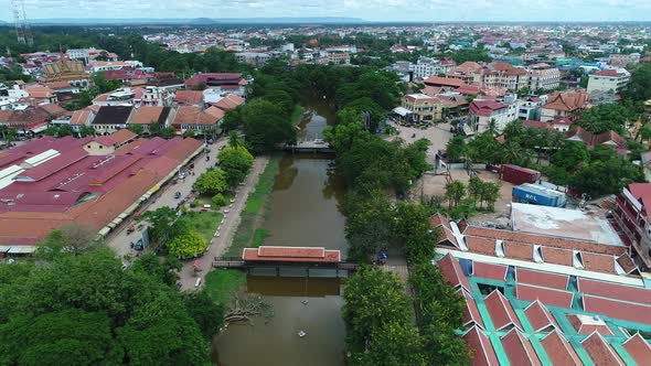 Siem Reap city in Cambodia seen from the sky