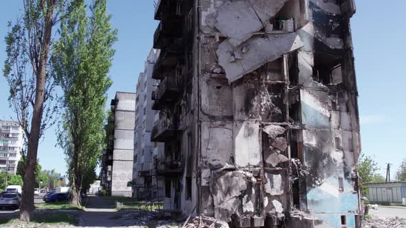 Borodyanka Ukraine  a Destroyed Building During the War Bucha District